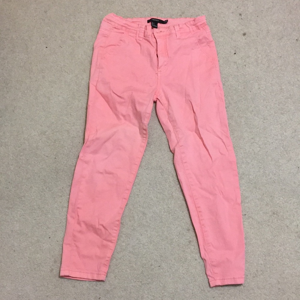Peach colored skinny jeans